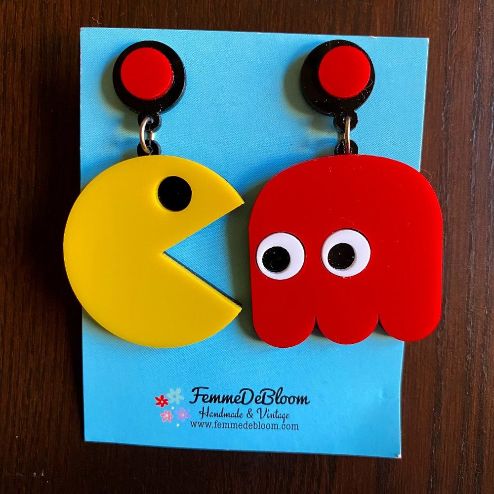 Femme De Bloom Pac Man Inspired Acrylic Drop Earrings